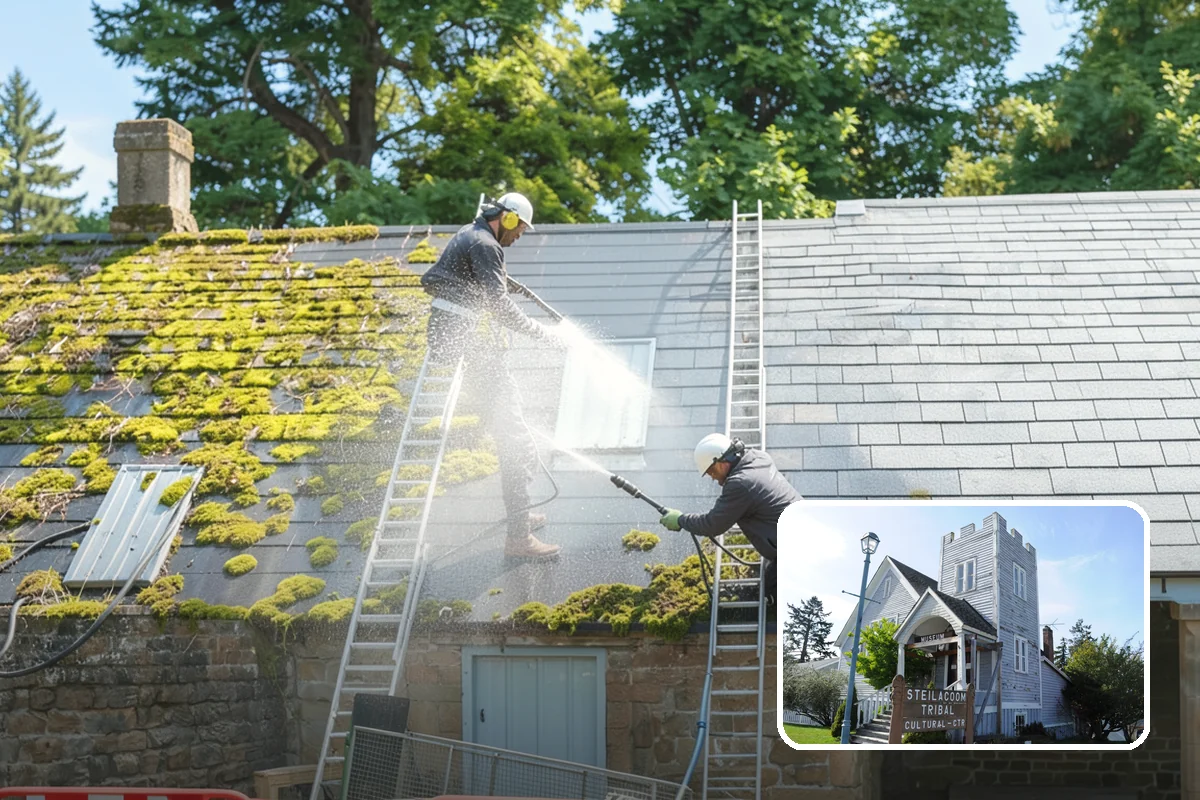 Log Home Washing in Steilacoom, Pierce County, WA - Cleans deep grooves, checks, and chinking safely