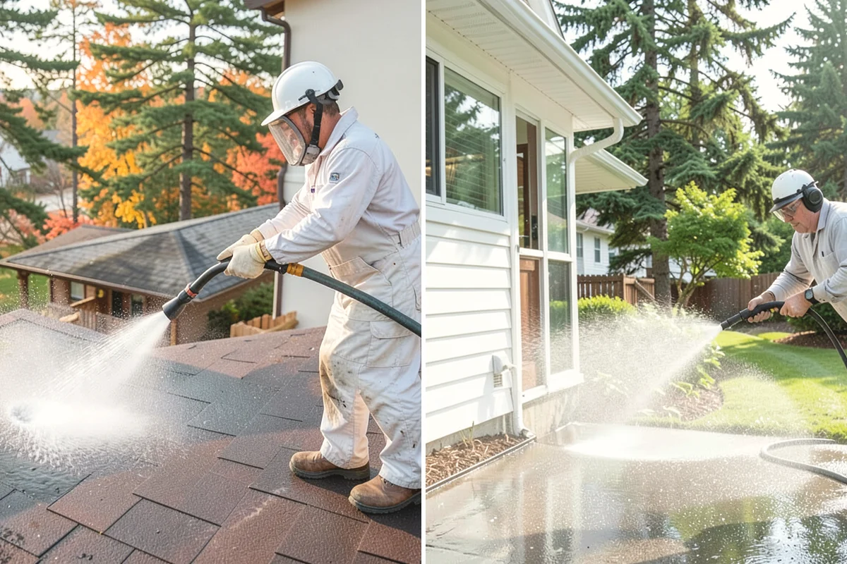Log Home Washing in Steilacoom, Pierce County, WA - Inspect logs, checking, and chinking for damage