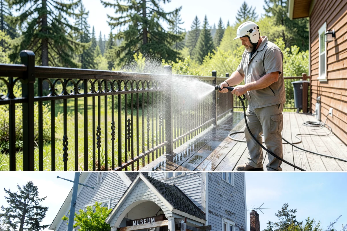 Log Home Washing in Steilacoom, Pierce County, WA - Plan for the dry summer season so the logs and joints dry completely before any finish is reapplied.