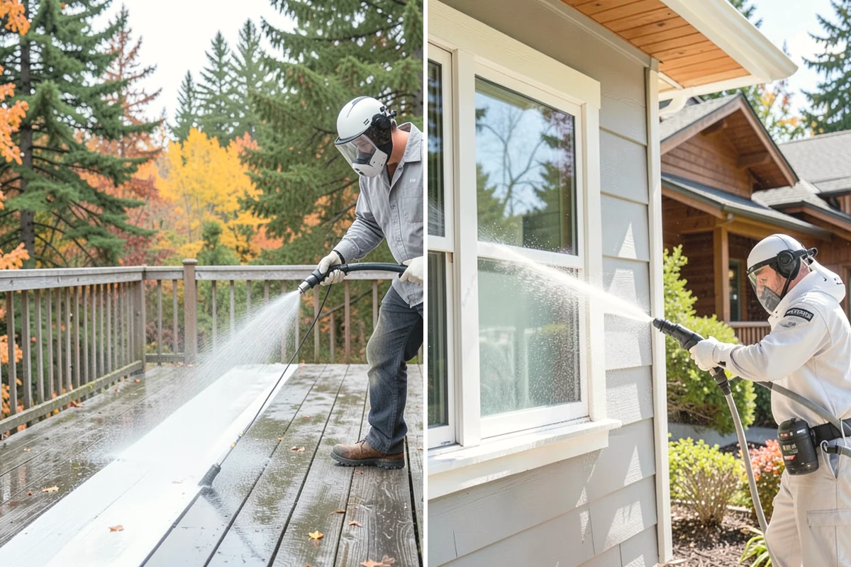 Log Home Washing in University Place, Pierce County, WA - Inspect logs, checking, and chinking for damage