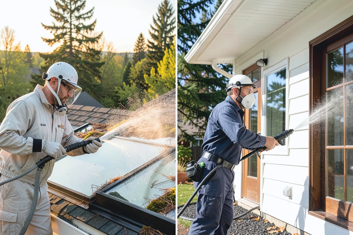 Log Home Washing in Wilkeson, Pierce County, WA - Inspect logs, checking, and chinking for damage