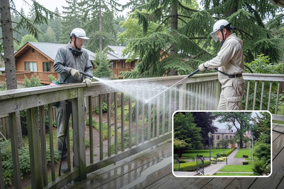 Log Home Washing in Woodinville, King County, WA - Cleans deep grooves, checks, and chinking safely