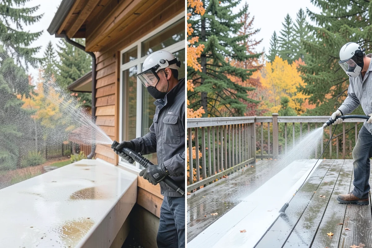 Log Home Washing in Woodinville, King County, WA - Inspect logs, checking, and chinking for damage