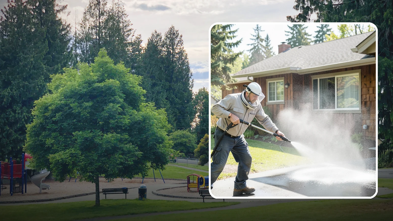 Low-Pressure Washing in Bonney Lake, Pierce County, WA - Low-pressure washing uses a reduced water force to clean surfaces that would be scarred or gouged by a standard pressure washer.