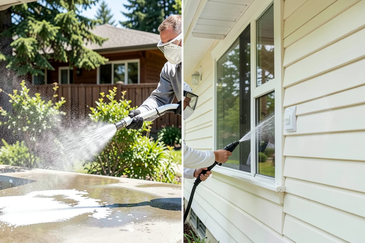 Low-Pressure Washing in Clyde Hill, King County, WA - Test the surface to confirm the safe pressure range