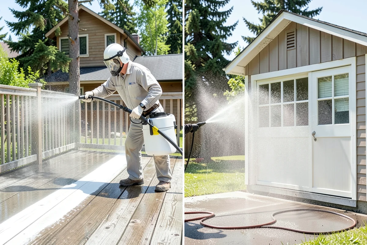 Low-Pressure Washing in Concrete, Skagit County, WA - Test the surface to confirm the safe pressure range