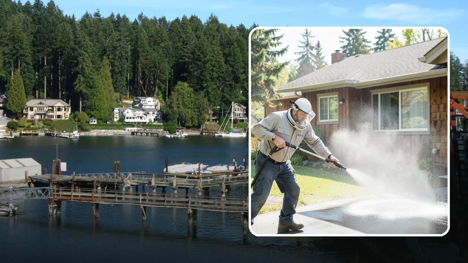 Low-Pressure Washing in Gig Harbor, Pierce County, WA - Low-pressure washing uses a reduced water force to clean surfaces that would be scarred or gouged by a standard pressure washer.