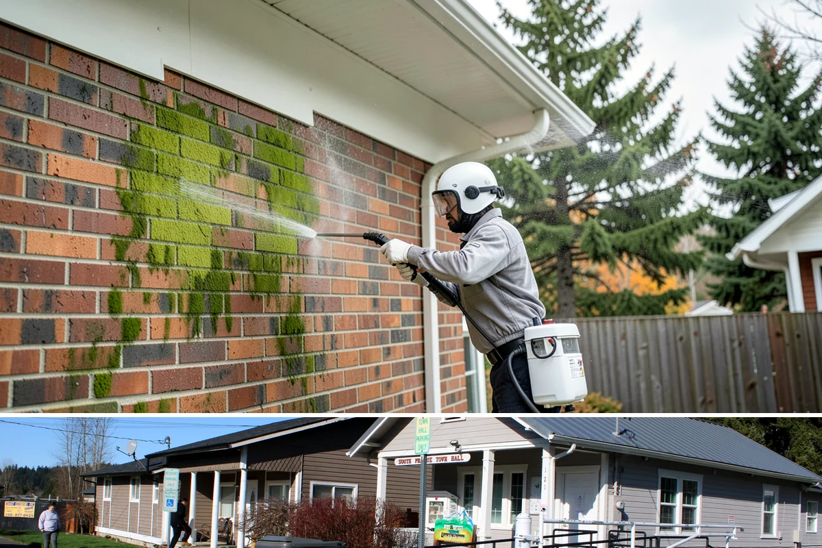 Low-Pressure Washing in South Prairie, Pierce County, WA - Suited to any season, with the region's wetter months being the most common time growth demands attention.