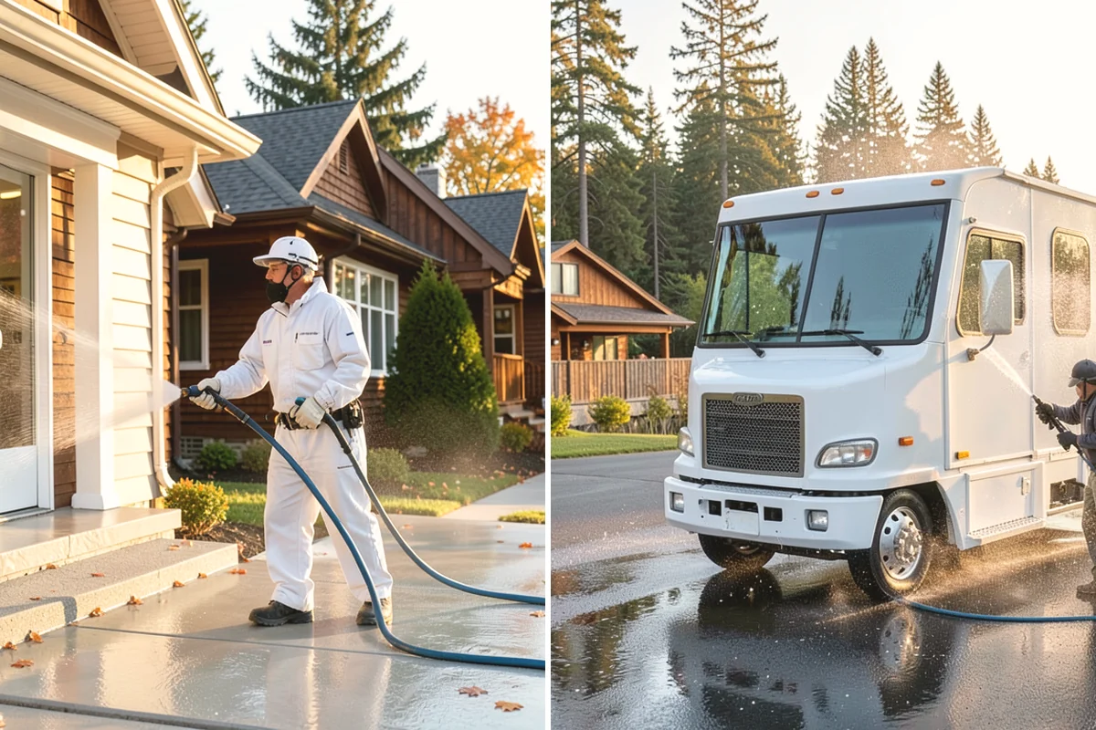 Low-Pressure Washing in University Place, Pierce County, WA - Test the surface to confirm the safe pressure range