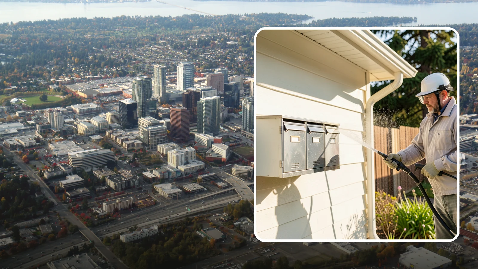 Mailbox Cleaning in Bellevue, King County, WA - We clean mailboxes and cluster units in Washington to clear the algae, cobwebs, and grime that dull them.