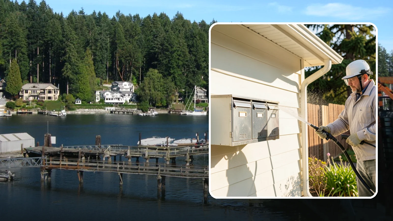 Mailbox Cleaning in Gig Harbor, Pierce County, WA - We clean mailboxes and cluster units in Washington to clear the algae, cobwebs, and grime that dull them.