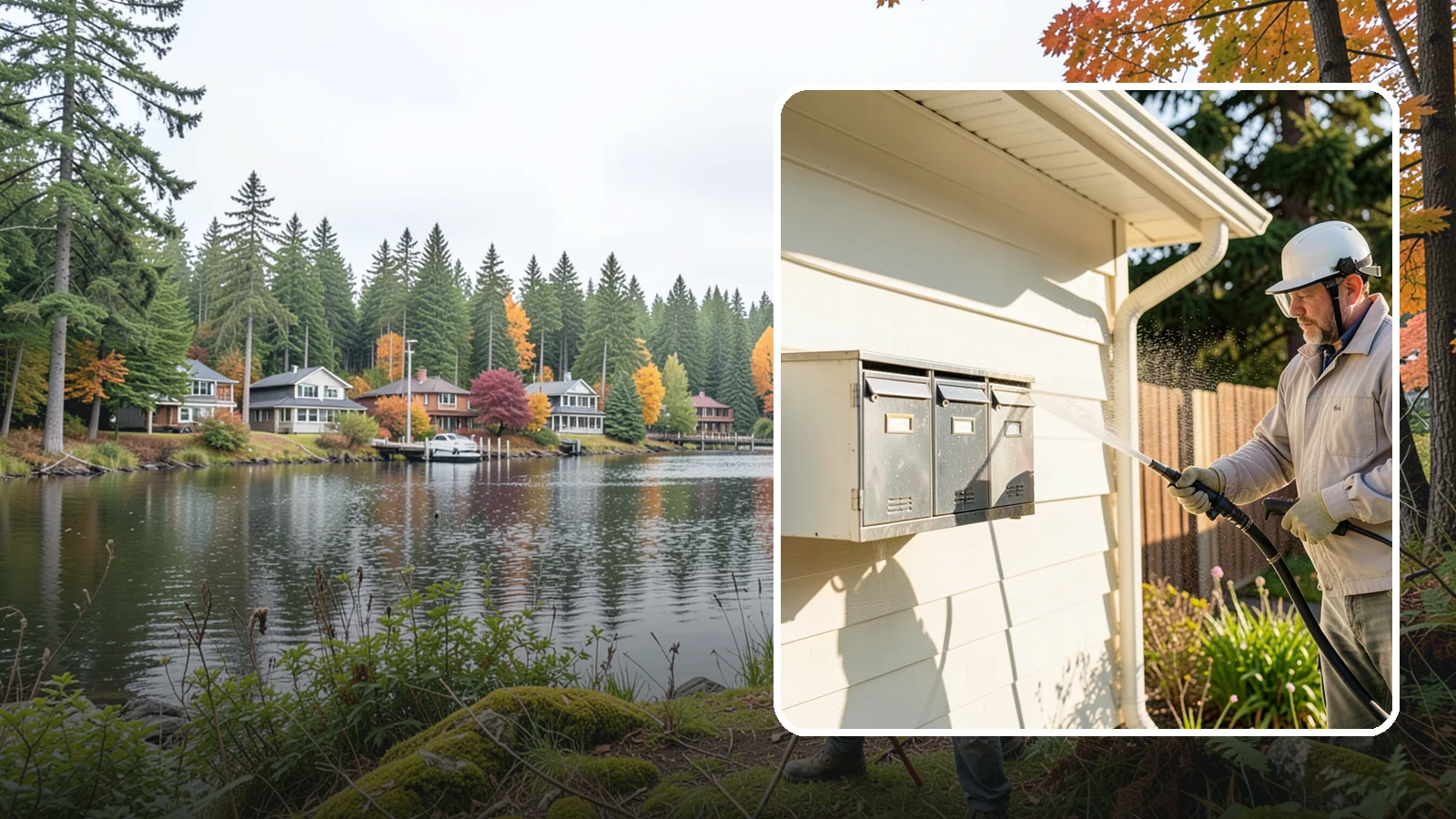 Mailbox Cleaning in La Conner, Skagit County, WA - We clean mailboxes and cluster units in Washington to clear the algae, cobwebs, and grime that dull them.