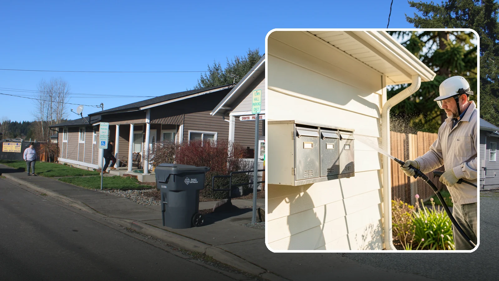 Mailbox Cleaning in South Prairie, Pierce County, WA - We clean mailboxes and cluster units in Washington to clear the algae, cobwebs, and grime that dull them.