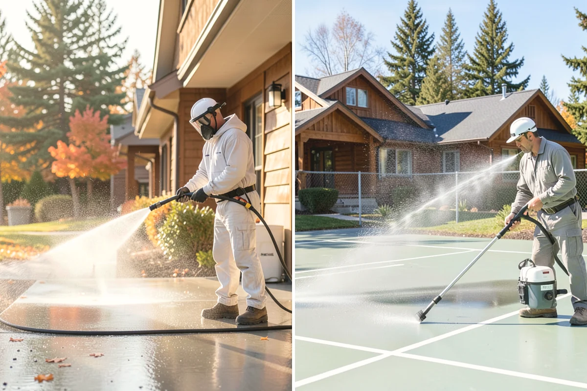Medical Facility Exterior Cleaning in Anacortes, Skagit County, WA - Cordon off work zones and protect landscaping and entry mats