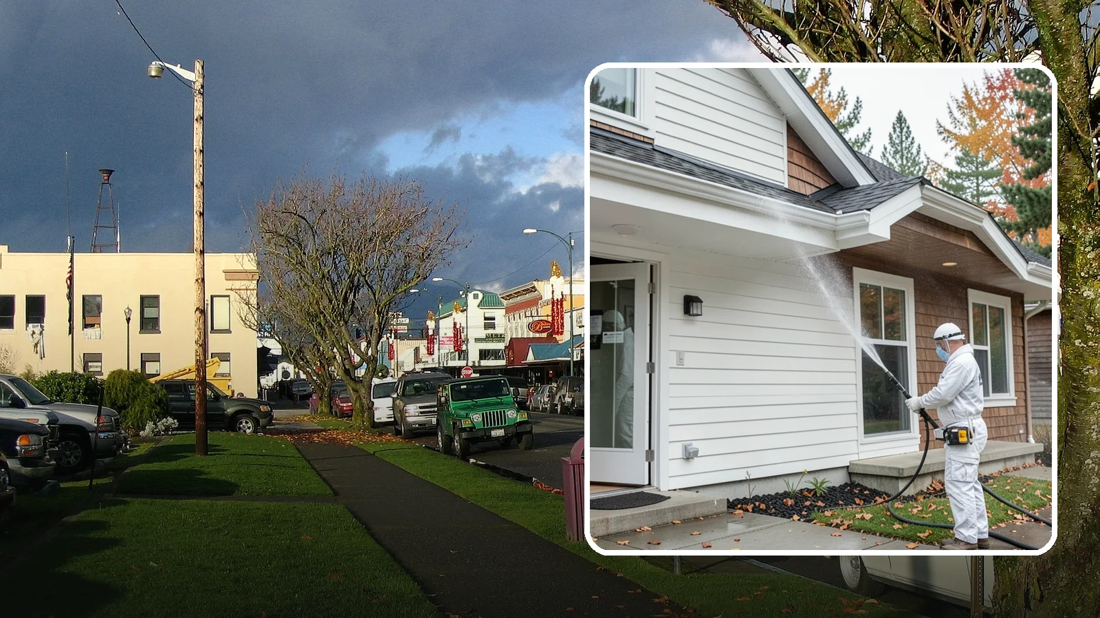 Medical Facility Exterior Cleaning in Arlington, Snohomish County, WA - Sanitizing exterior wash for clinics and medical offices that removes biofilm, mildew, and grime from entrances, walkways, and...