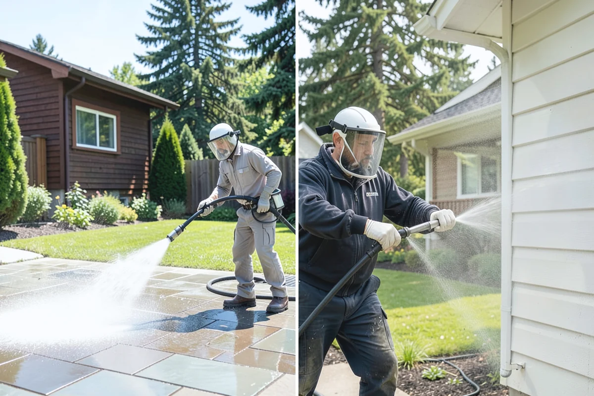 Medical Facility Exterior Cleaning in Auburn, King County, WA - Cordon off work zones and protect landscaping and entry mats