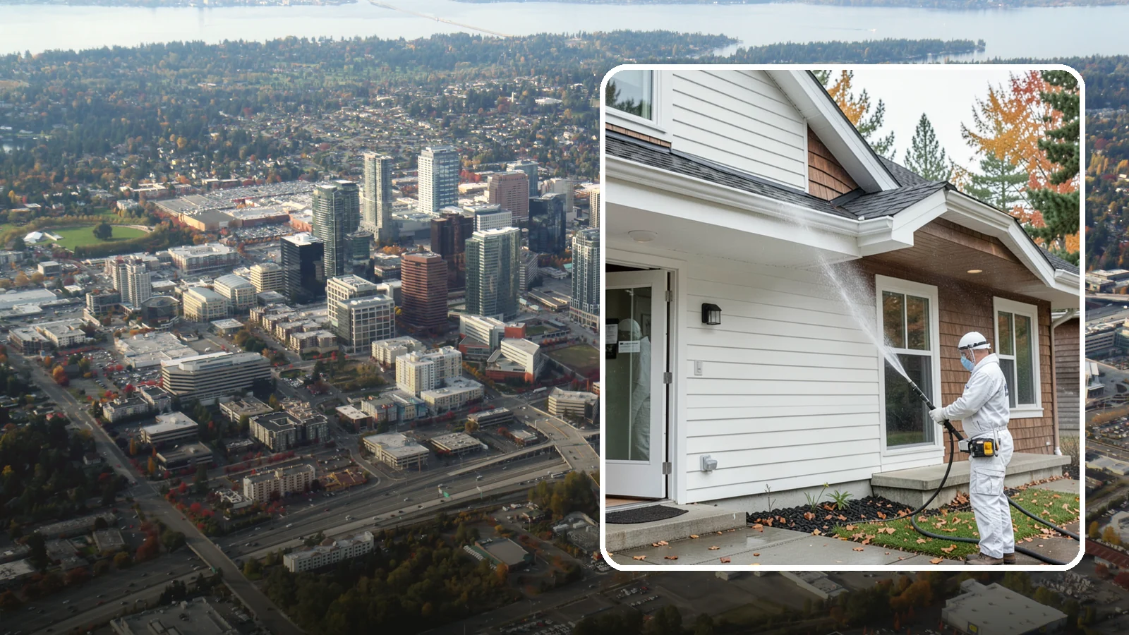 Medical Facility Exterior Cleaning in Bellevue, King County, WA - Sanitizing exterior wash for clinics and medical offices that removes biofilm, mildew, and grime from entrances, walkways, and...