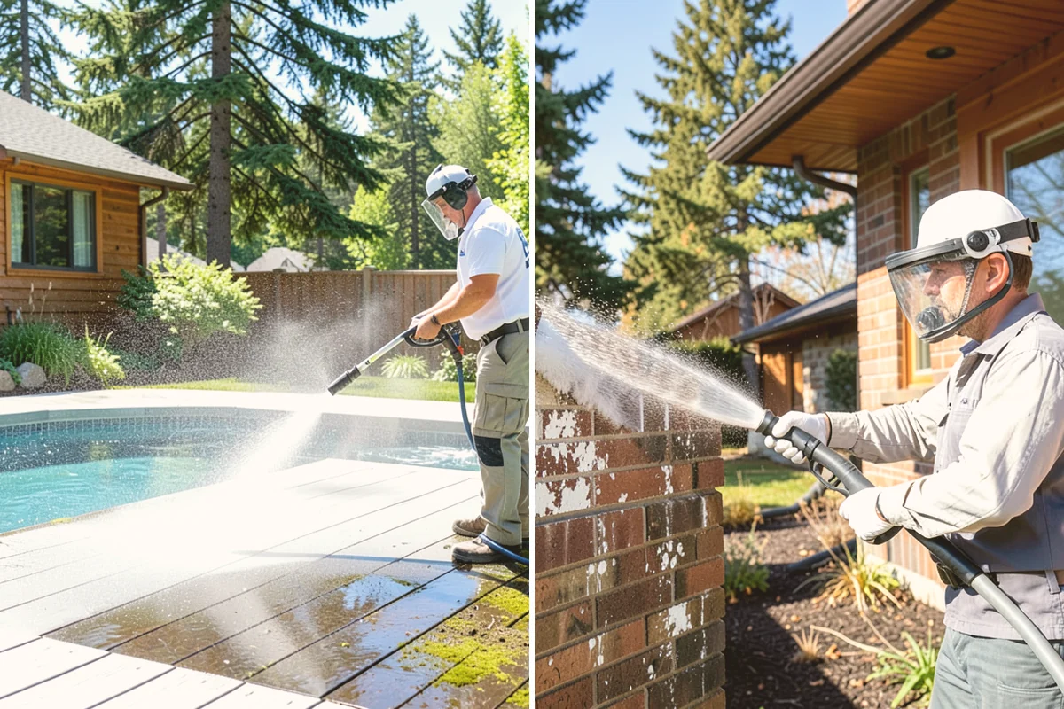 Medical Facility Exterior Cleaning in Bellevue, King County, WA - Cordon off work zones and protect landscaping and entry mats