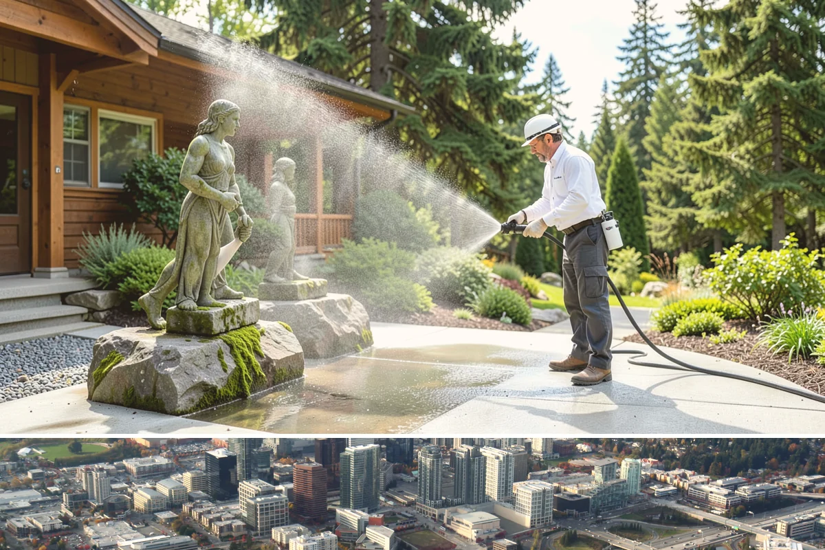 Medical Facility Exterior Cleaning in Bellevue, King County, WA - Twice a year, ideally in spring and fall, keeps a medical exterior consistently clean given the Northwest's long damp seasons.