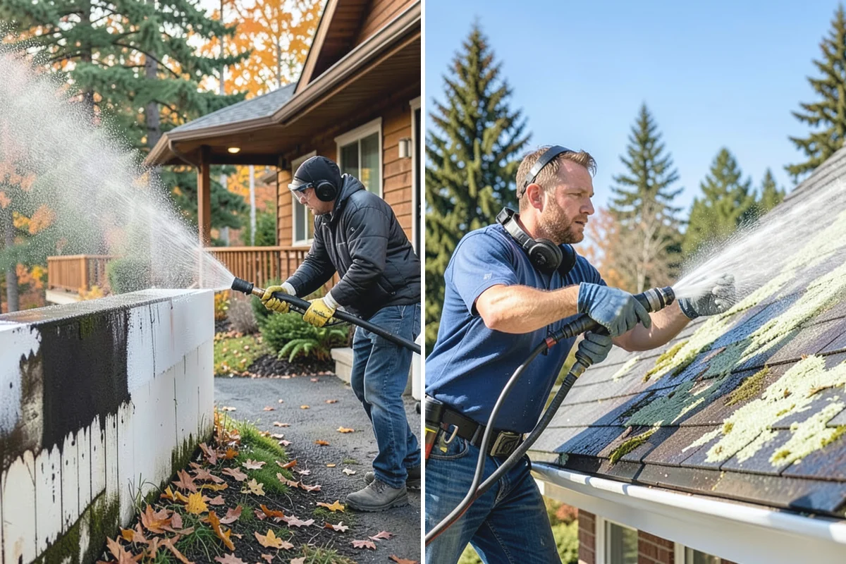 Medical Facility Exterior Cleaning in Buckley, Pierce County, WA - Cordon off work zones and protect landscaping and entry mats