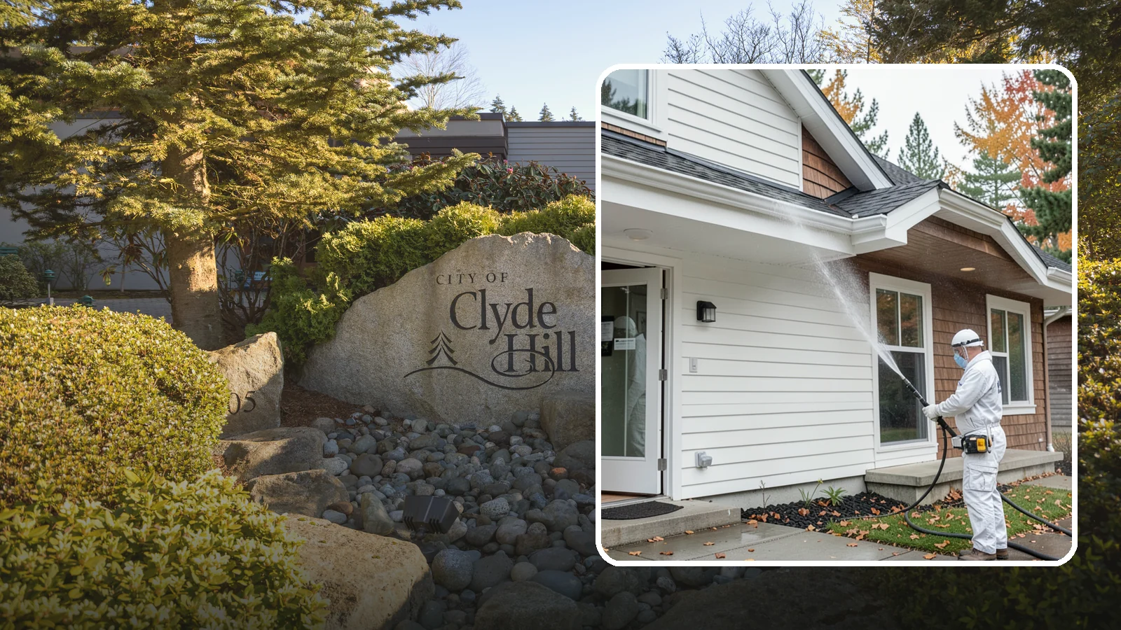 Medical Facility Exterior Cleaning in Clyde Hill, King County, WA - Sanitizing exterior wash for clinics and medical offices that removes biofilm, mildew, and grime from entrances, walkways, and...