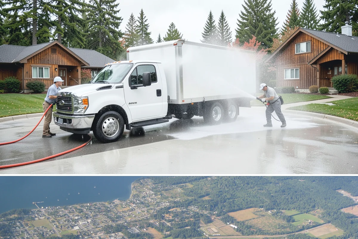 Medical Facility Exterior Cleaning in Coupeville, Island County, WA - Twice a year, ideally in spring and fall, keeps a medical exterior consistently clean given the Northwest's long damp seasons.