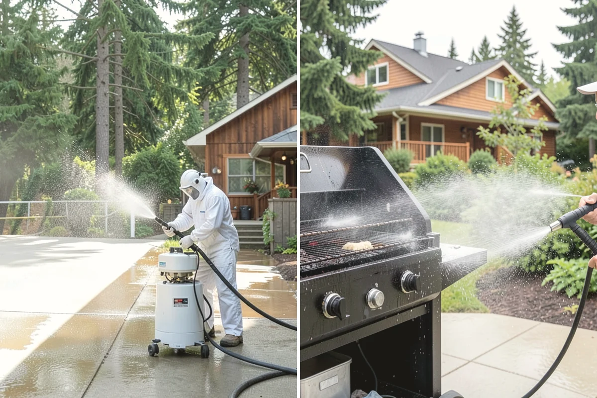 Medical Facility Exterior Cleaning in Covington, King County, WA - Cordon off work zones and protect landscaping and entry mats