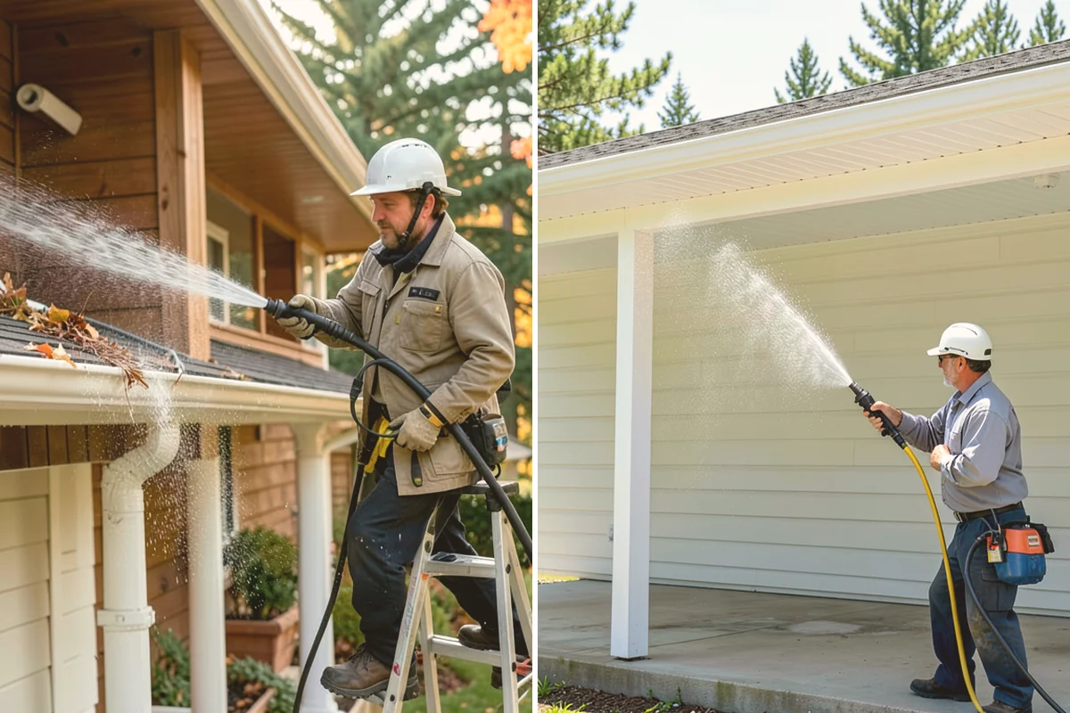 Medical Facility Exterior Cleaning in Eatonville, Pierce County, WA - Cordon off work zones and protect landscaping and entry mats