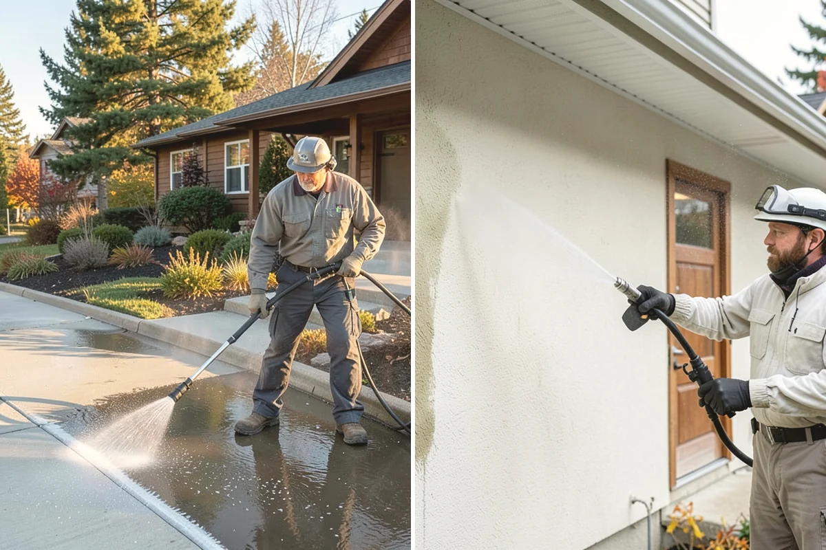 Medical Facility Exterior Cleaning in Edgewood, Pierce County, WA - Cordon off work zones and protect landscaping and entry mats