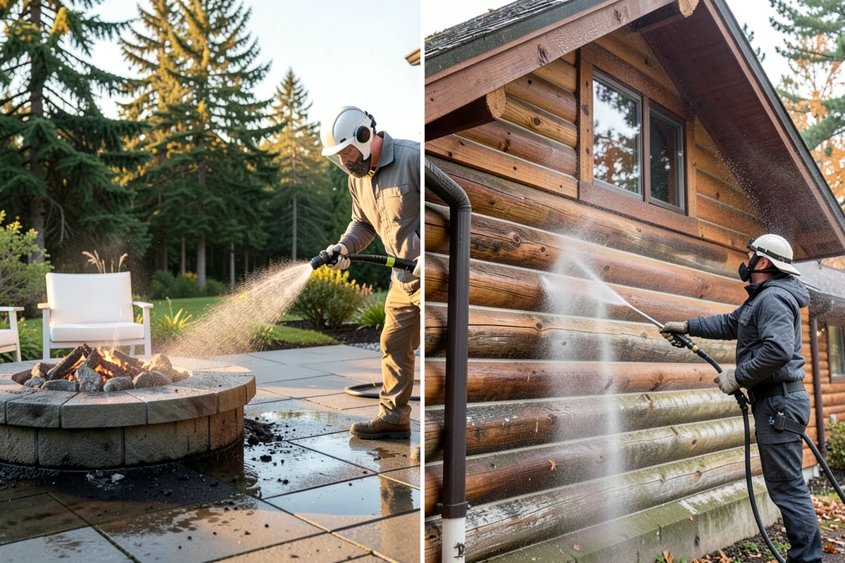 Medical Facility Exterior Cleaning in Enumclaw, King County, WA - Cordon off work zones and protect landscaping and entry mats