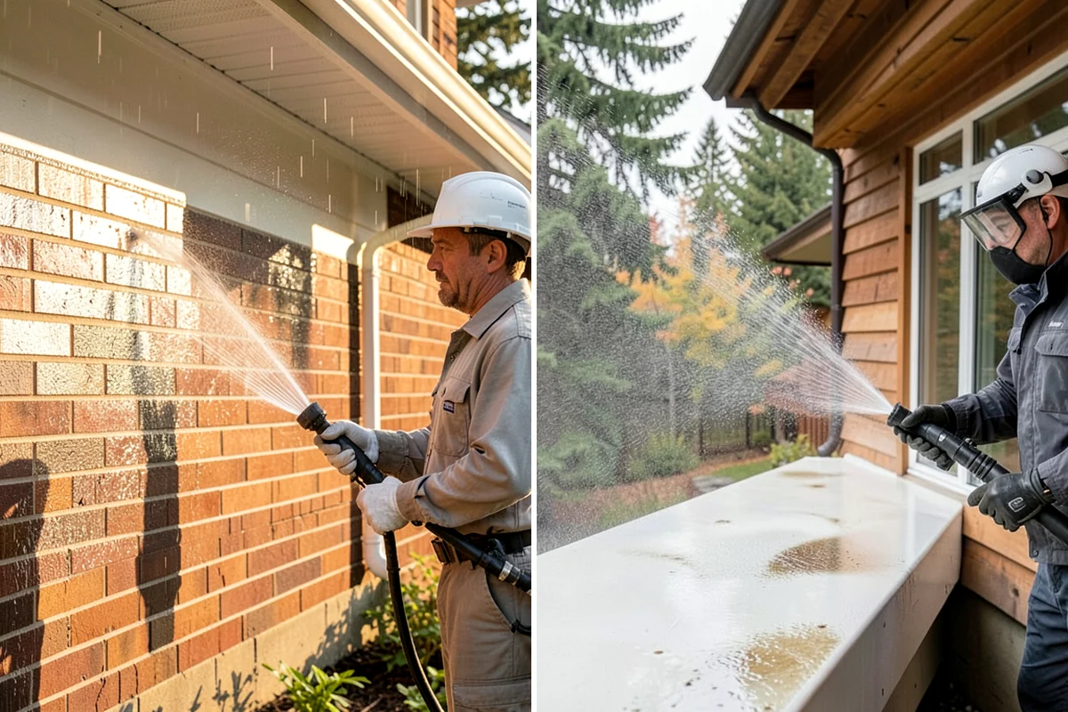 Medical Facility Exterior Cleaning in Gig Harbor, Pierce County, WA - Cordon off work zones and protect landscaping and entry mats