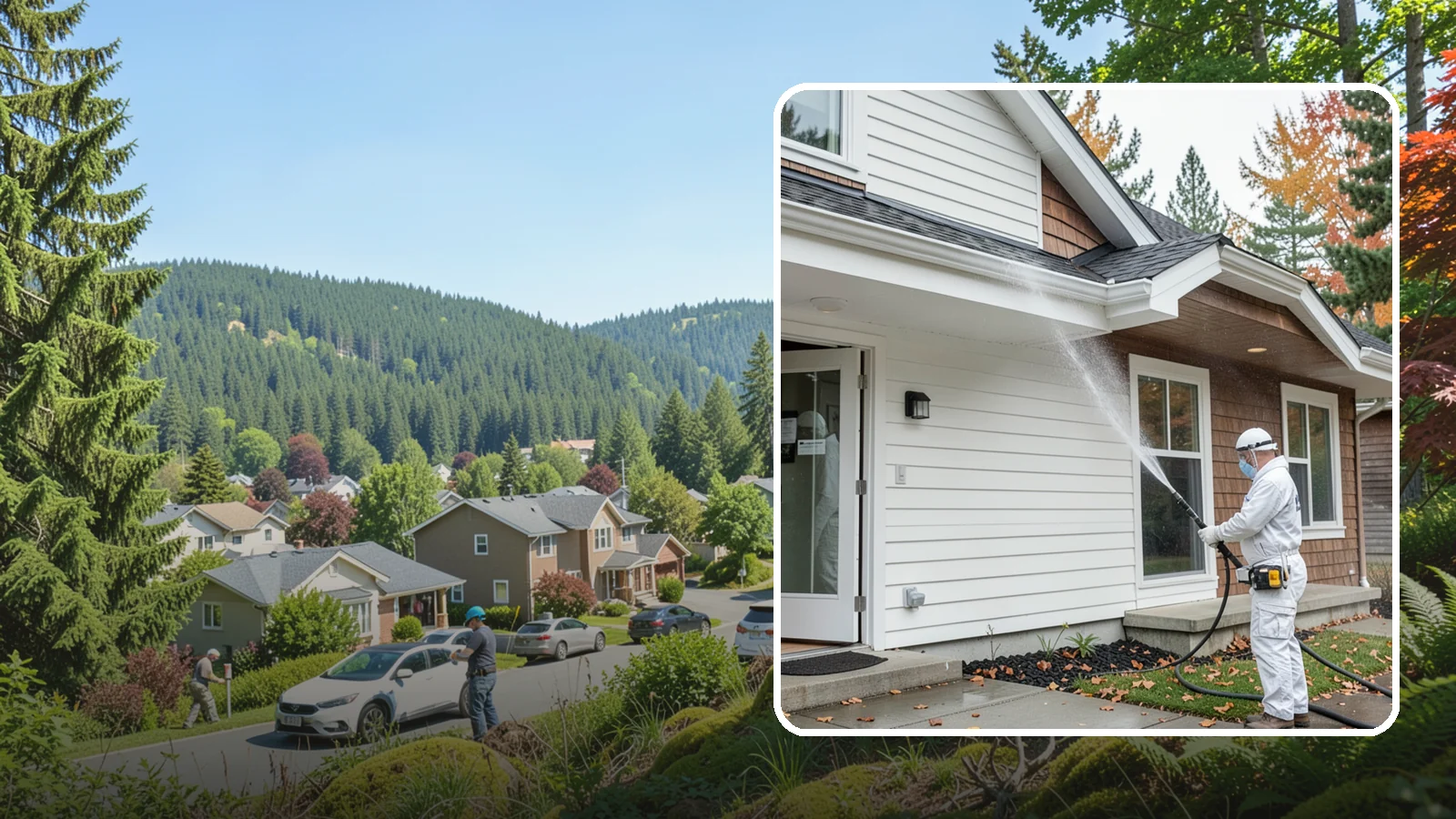 Medical Facility Exterior Cleaning in Index, Snohomish County, WA - Sanitizing exterior wash for clinics and medical offices that removes biofilm, mildew, and grime from entrances, walkways, and...
