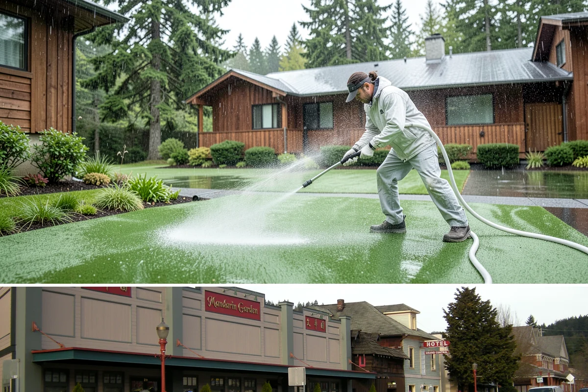 Medical Facility Exterior Cleaning in Issaquah, King County, WA - Twice a year, ideally in spring and fall, keeps a medical exterior consistently clean given the Northwest's long damp seasons.