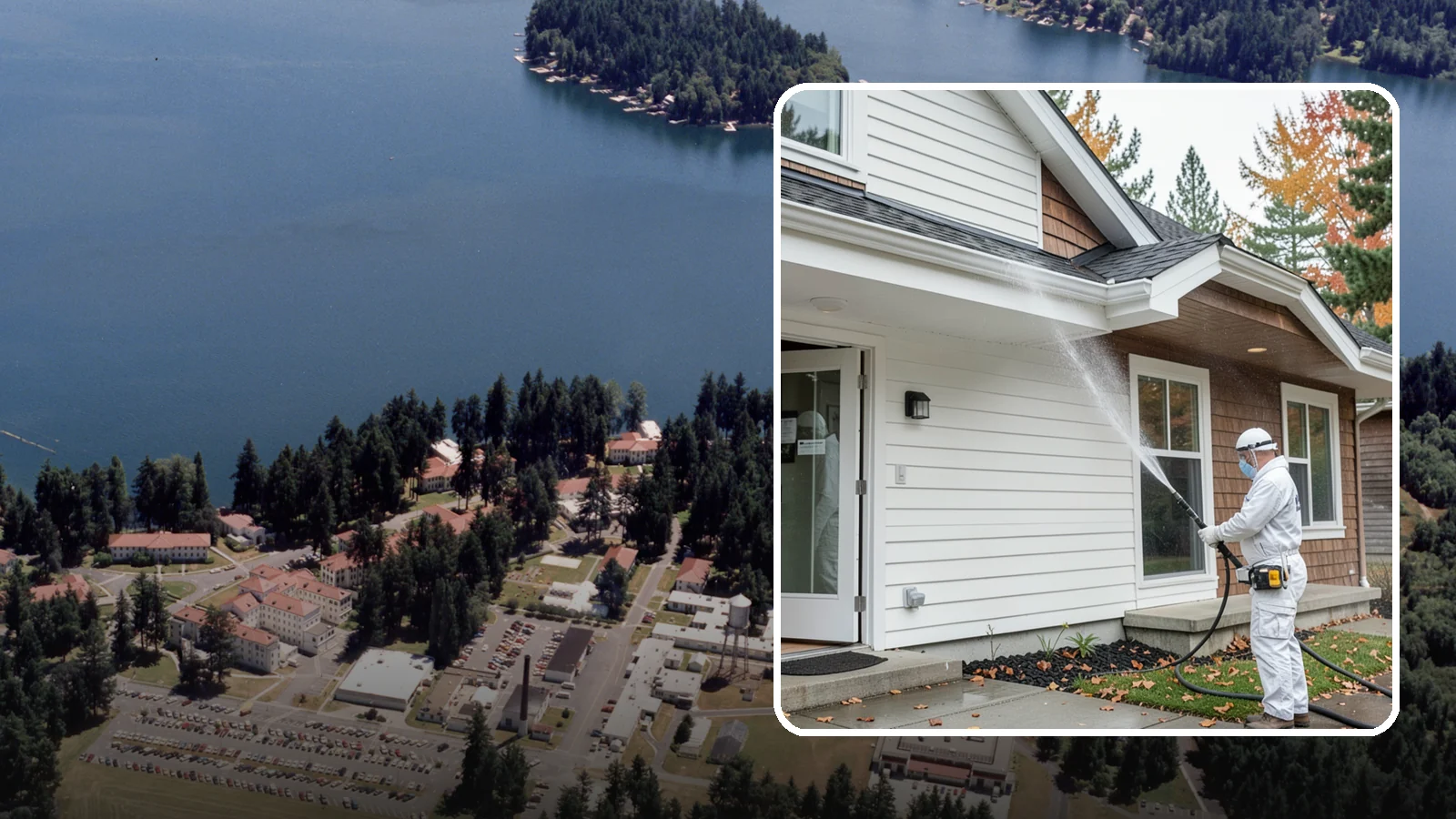Medical Facility Exterior Cleaning in Lakewood, Pierce County, WA - Sanitizing exterior wash for clinics and medical offices that removes biofilm, mildew, and grime from entrances, walkways, and...