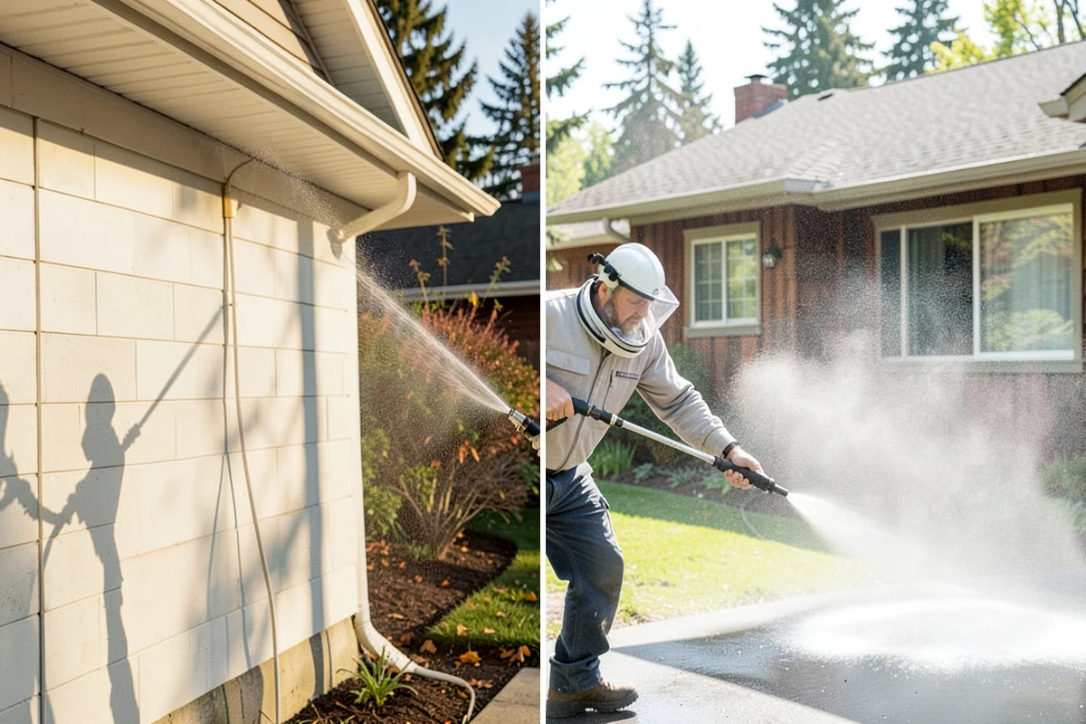 Medical Facility Exterior Cleaning in Lakewood, Pierce County, WA - Cordon off work zones and protect landscaping and entry mats