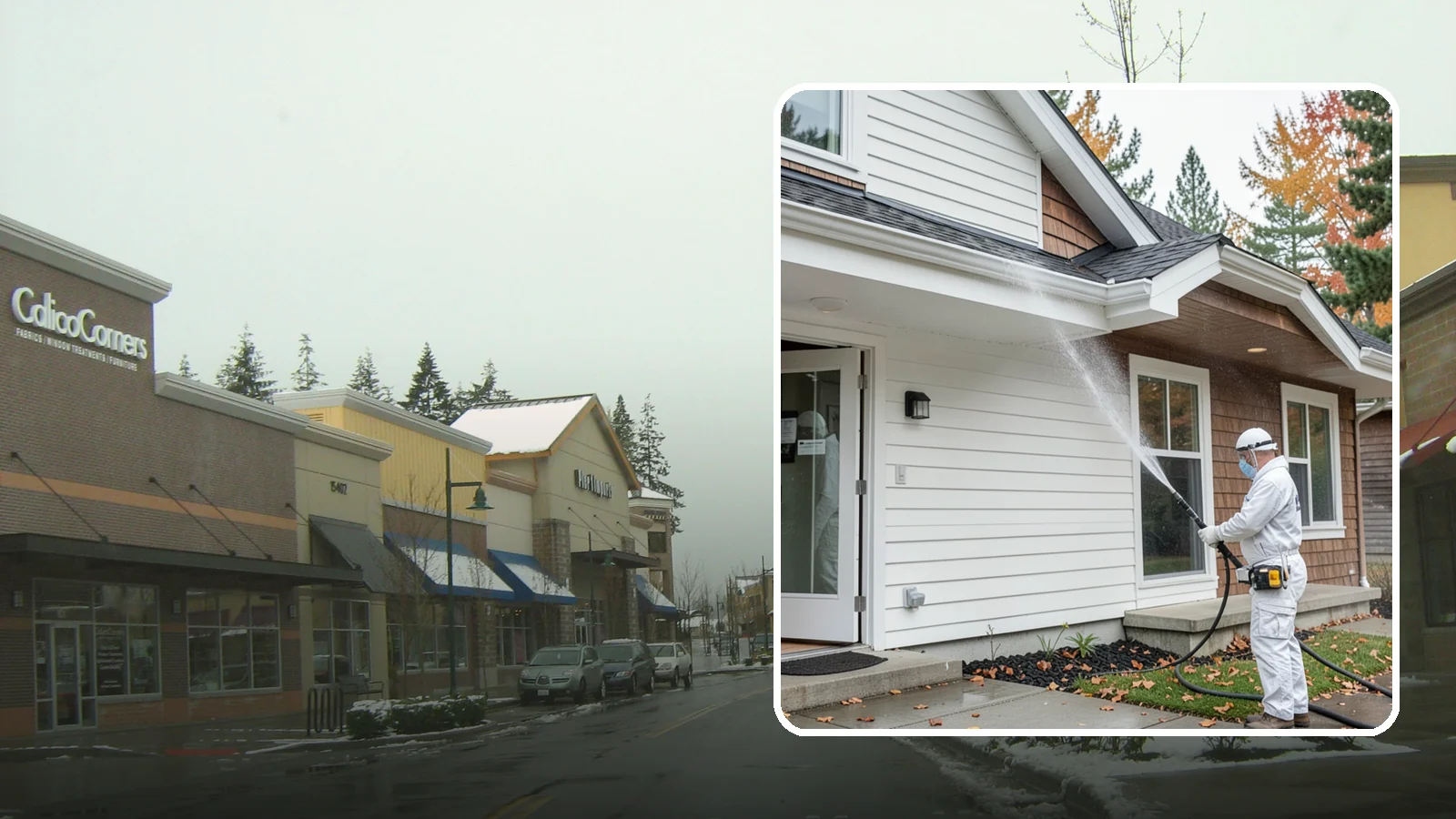 Medical Facility Exterior Cleaning in Mill Creek, Snohomish County, WA - Sanitizing exterior wash for clinics and medical offices that removes biofilm, mildew, and grime from entrances, walkways, and...