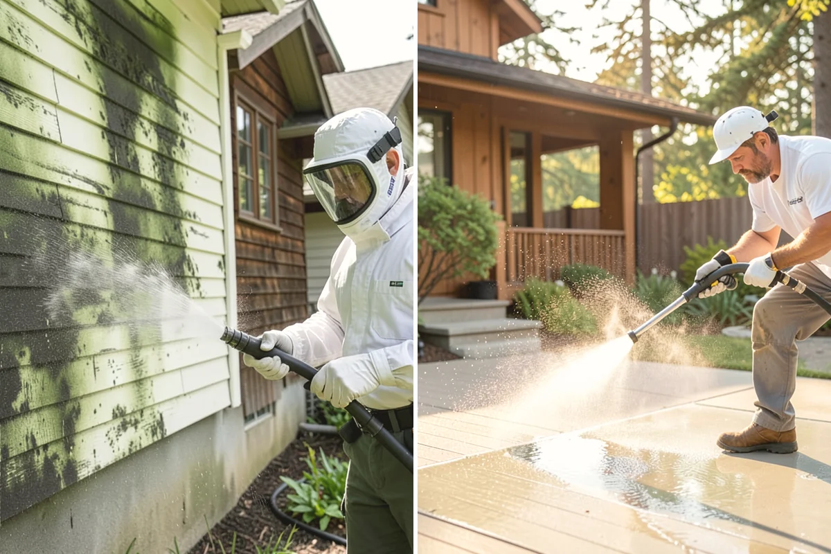Medical Facility Exterior Cleaning in Mill Creek, Snohomish County, WA - Cordon off work zones and protect landscaping and entry mats