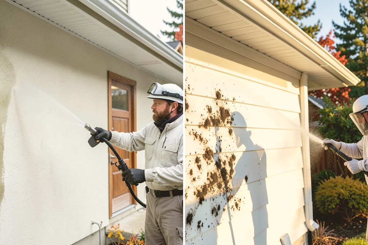 Medical Facility Exterior Cleaning in Milton, King County, WA - Cordon off work zones and protect landscaping and entry mats
