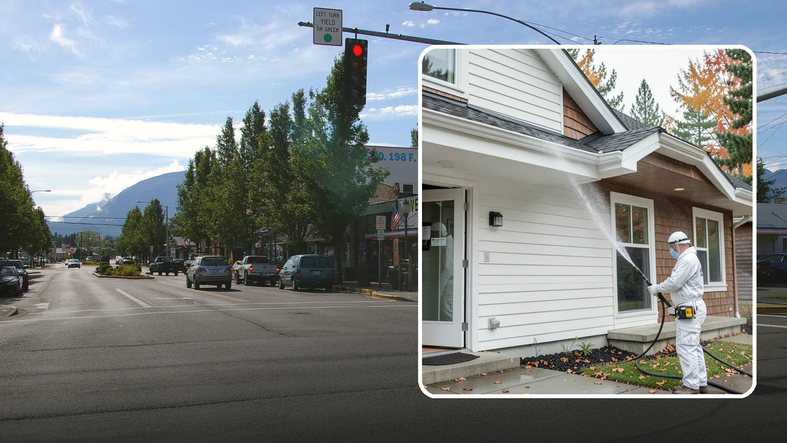 Medical Facility Exterior Cleaning in North Bend, King County, WA - Sanitizing exterior wash for clinics and medical offices that removes biofilm, mildew, and grime from entrances, walkways, and...