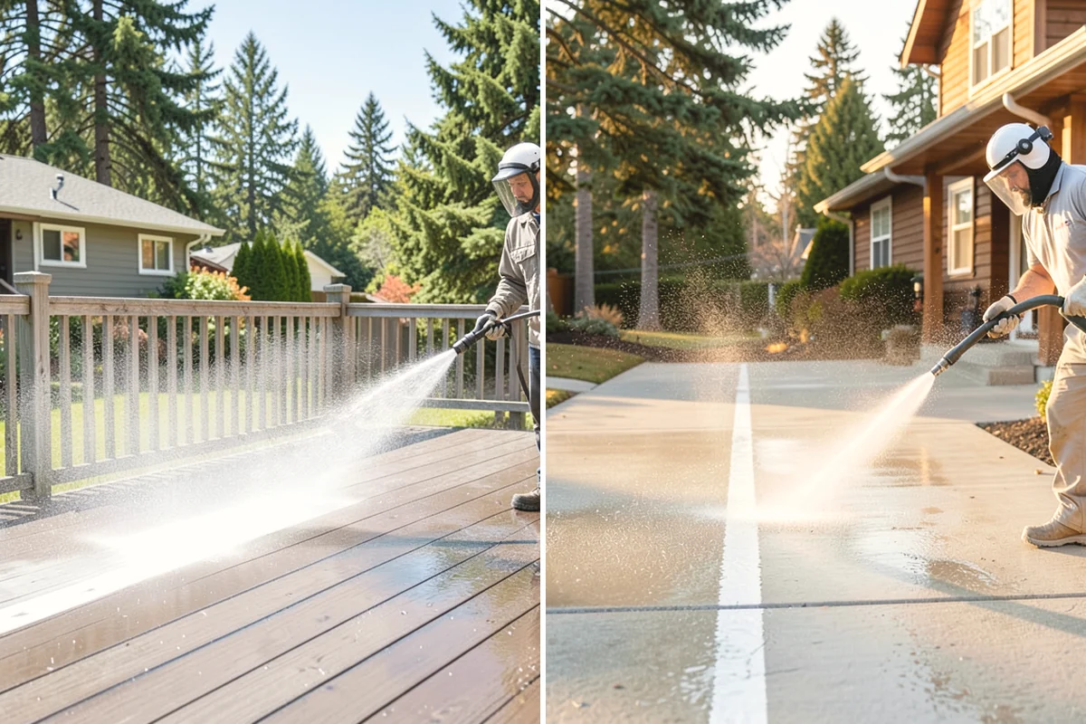 Medical Facility Exterior Cleaning in Oak Harbor, Island County, WA - Cordon off work zones and protect landscaping and entry mats