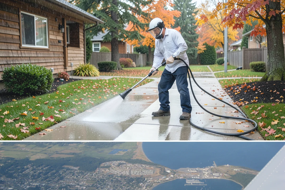 Medical Facility Exterior Cleaning in Oak Harbor, Island County, WA - Twice a year, ideally in spring and fall, keeps a medical exterior consistently clean given the Northwest's long damp seasons.