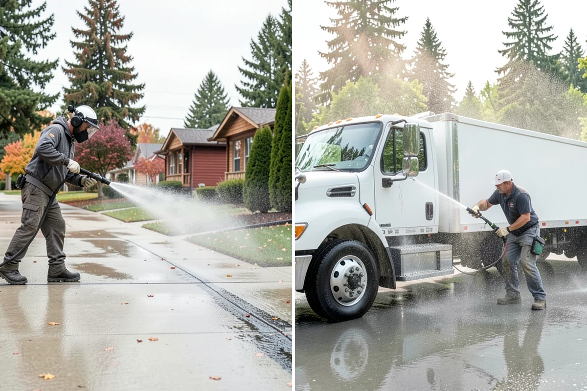 Medical Facility Exterior Cleaning in Puyallup, Pierce County, WA - Cordon off work zones and protect landscaping and entry mats