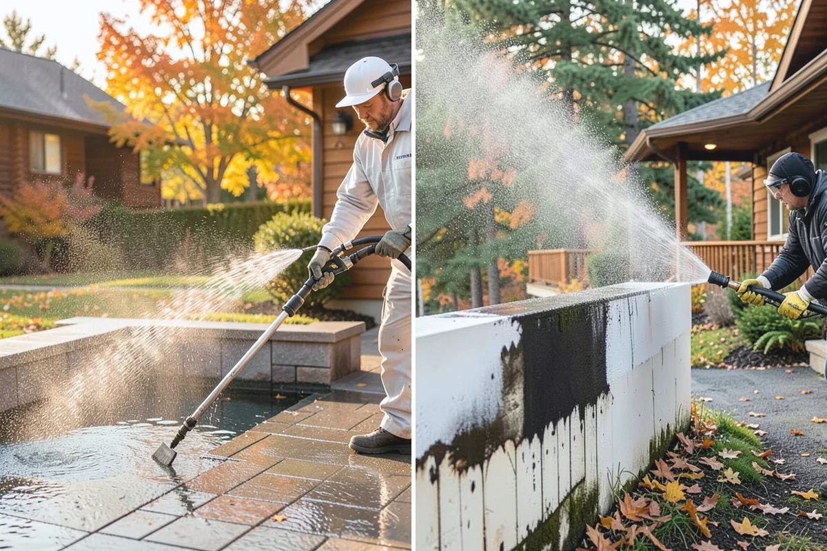 Medical Facility Exterior Cleaning in Renton, King County, WA - Cordon off work zones and protect landscaping and entry mats