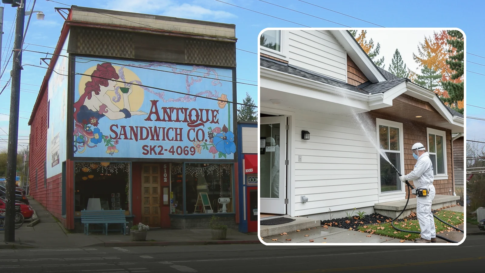 Medical Facility Exterior Cleaning in Ruston, Pierce County, WA - Sanitizing exterior wash for clinics and medical offices that removes biofilm, mildew, and grime from entrances, walkways, and...
