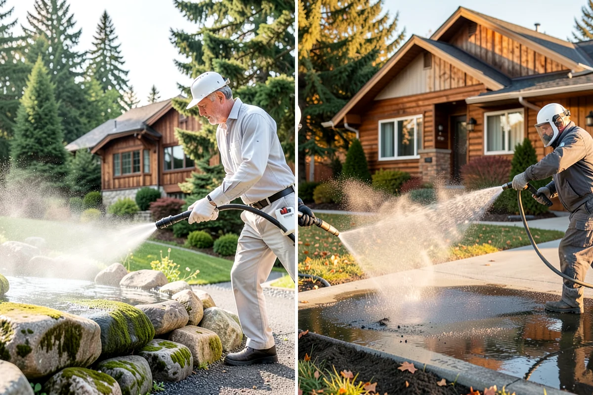 Medical Facility Exterior Cleaning in Seattle, King County, WA - Cordon off work zones and protect landscaping and entry mats