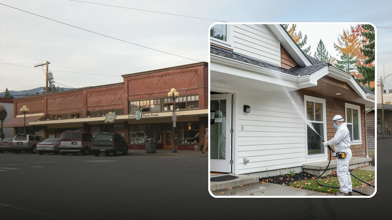 Medical Facility Exterior Cleaning in Sedro-Woolley, Skagit County, WA - Sanitizing exterior wash for clinics and medical offices that removes biofilm, mildew, and grime from entrances, walkways, and...