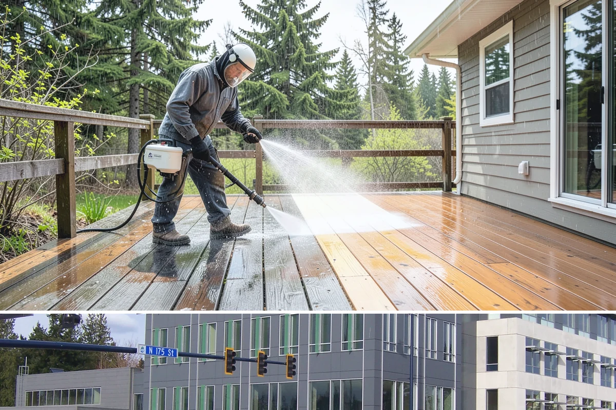 Medical Facility Exterior Cleaning in Shoreline, King County, WA - Twice a year, ideally in spring and fall, keeps a medical exterior consistently clean given the Northwest's long damp seasons.