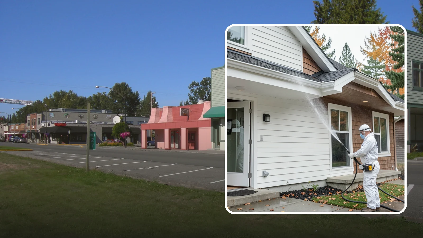 Medical Facility Exterior Cleaning in Snoqualmie, King County, WA - Sanitizing exterior wash for clinics and medical offices that removes biofilm, mildew, and grime from entrances, walkways, and...