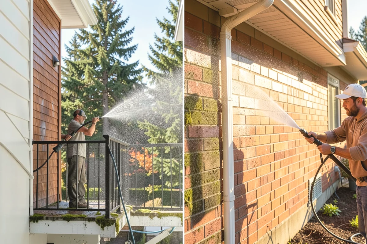 Medical Facility Exterior Cleaning in Steilacoom, Pierce County, WA - Cordon off work zones and protect landscaping and entry mats
