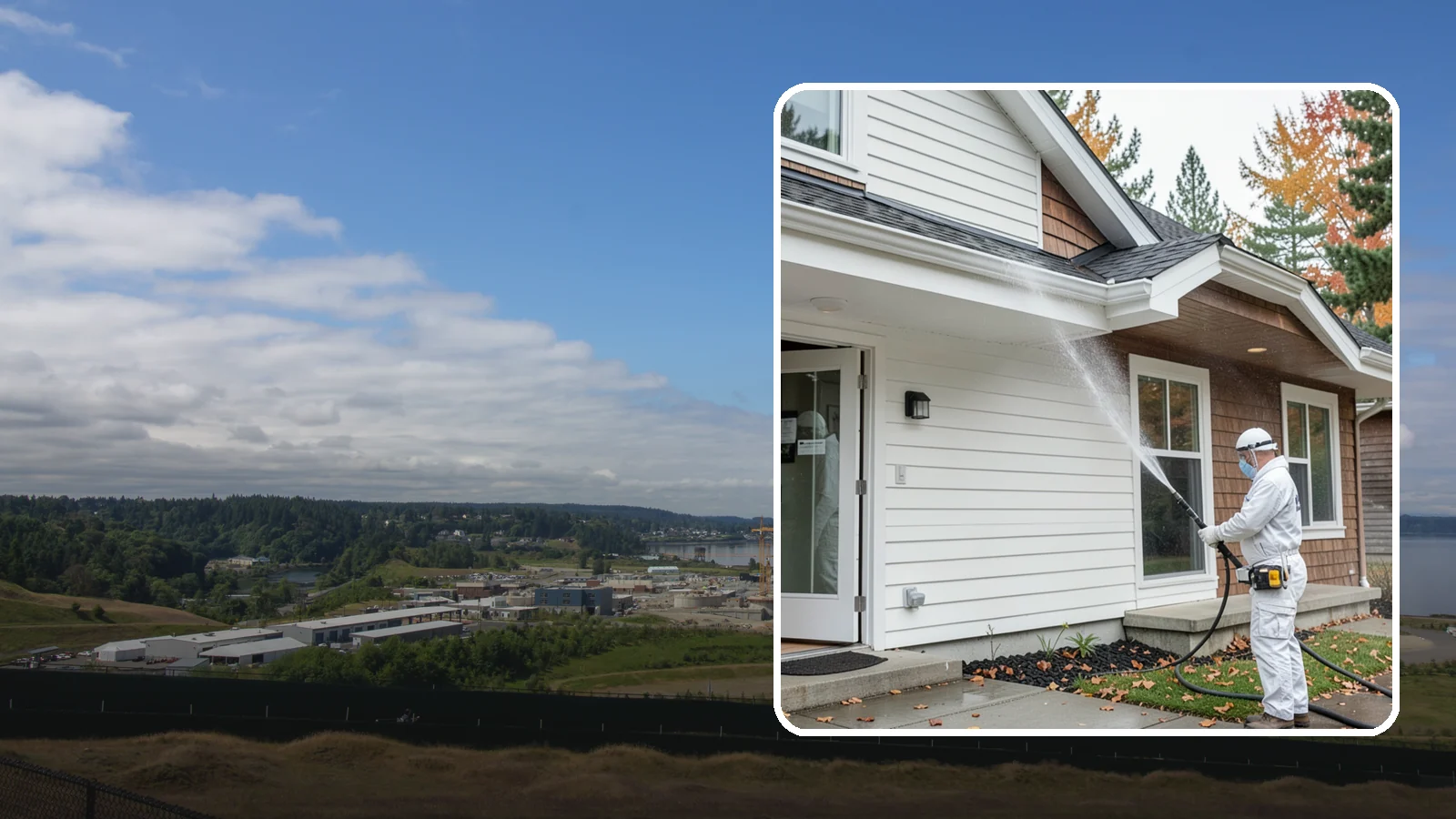 Medical Facility Exterior Cleaning in University Place, Pierce County, WA - Sanitizing exterior wash for clinics and medical offices that removes biofilm, mildew, and grime from entrances, walkways, and...